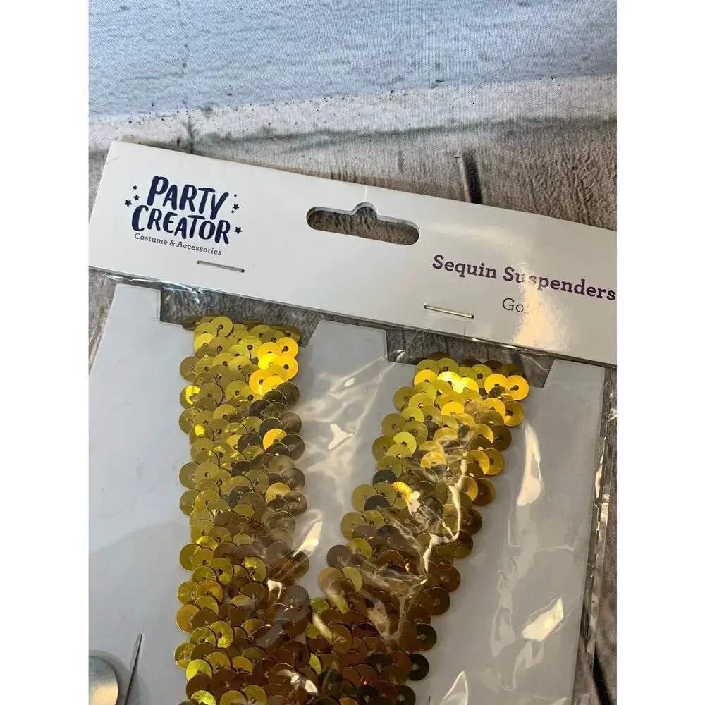 PARTY CREATOR Unisex Gold Sequin Suspenders / One Size